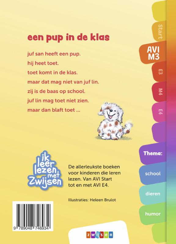 Achterkant van een pup in de klas