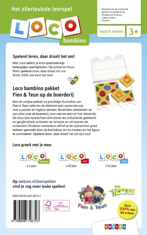 Achterkant van Loco bambino pakket Fien & Teun op de boerderij