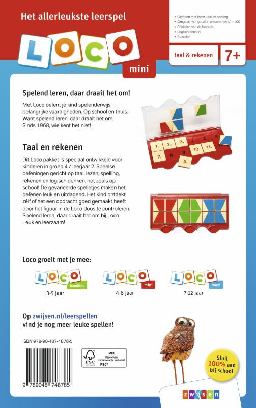 Achterkant van Loco mini pakket ik zit in groep 4 / leerjaar 2