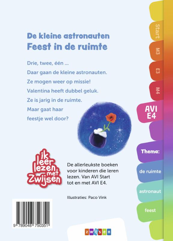 Achterkant van De kleine astronauten - Feest in de ruimte