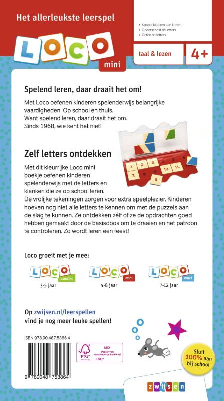 Achterkant van Letterplons ik leer letters