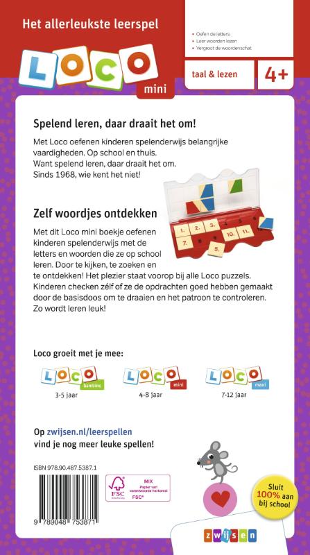 Achterkant van Loco mini Letterplons ik leer woordjes