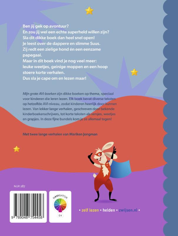 Achterkant van Mijn grote AVI E4 boek over helden