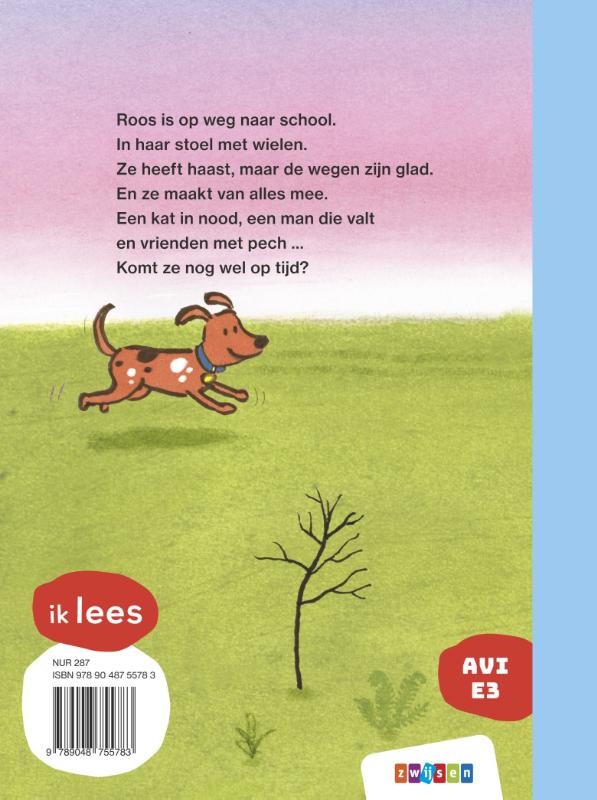 Achterkant van Roos rolt naar school