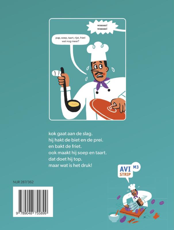 Achterkant van kok heeft het druk