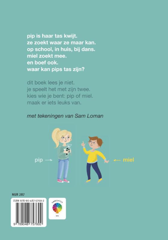 Achterkant van pip zoekt haar tas
