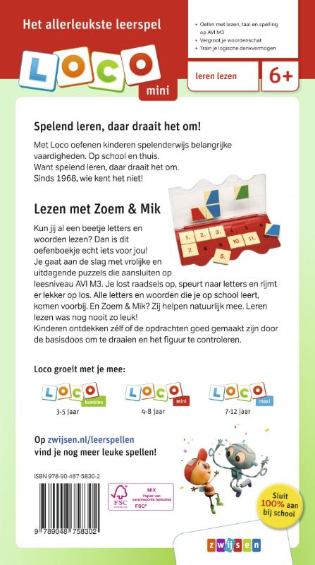 Achterkant van Loco mini Zoem & Mik lezen AVI M3