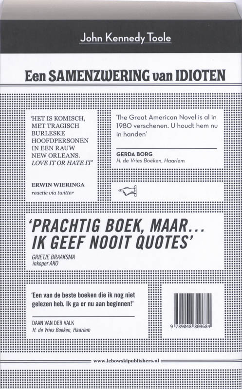 Achterkant van Een samenzwering van idioten
