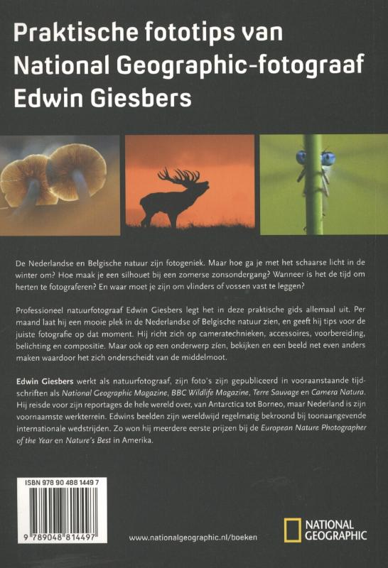 Achterkant van Handboek natuurfotografie Nederland en Belgie