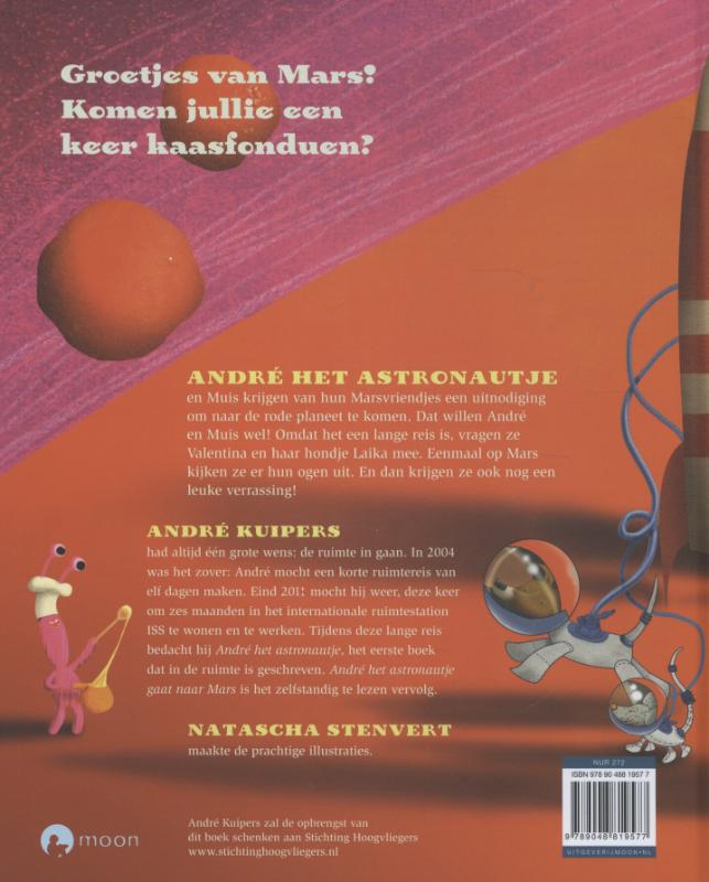 Achterkant van Andre het astronautje gaat naar Mars