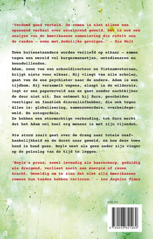 Achterkant van Wie storm zaait