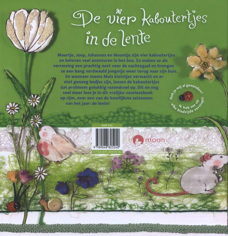 Achterkant van De vier kaboutertjes in de lente