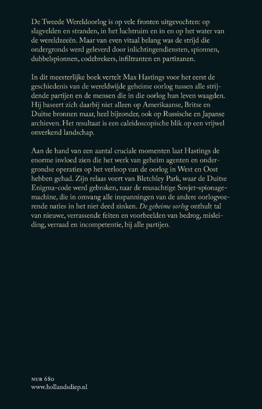 Achterkant van De geheime oorlog: 1939-1945