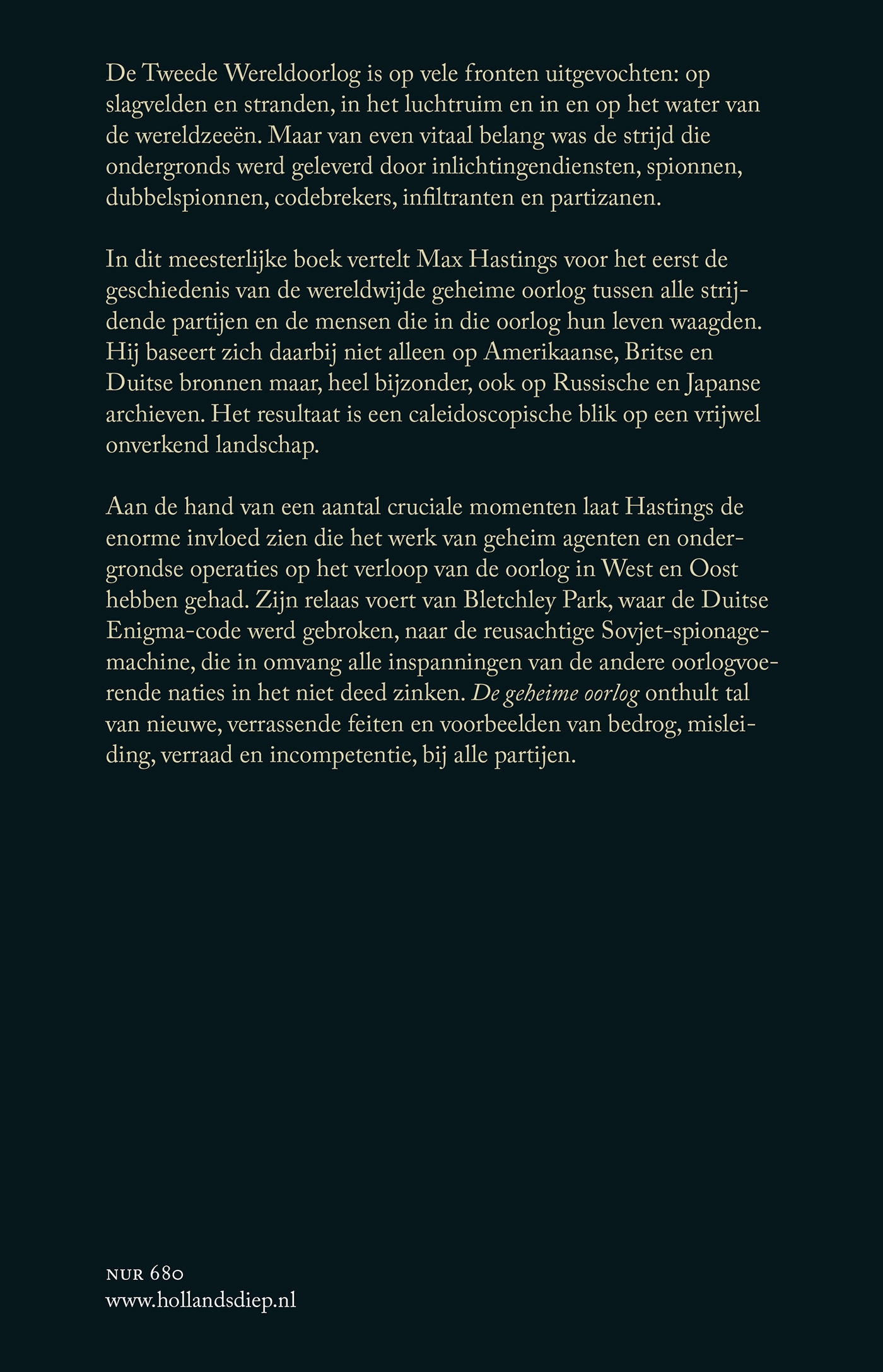 Achterkant van De geheime oorlog