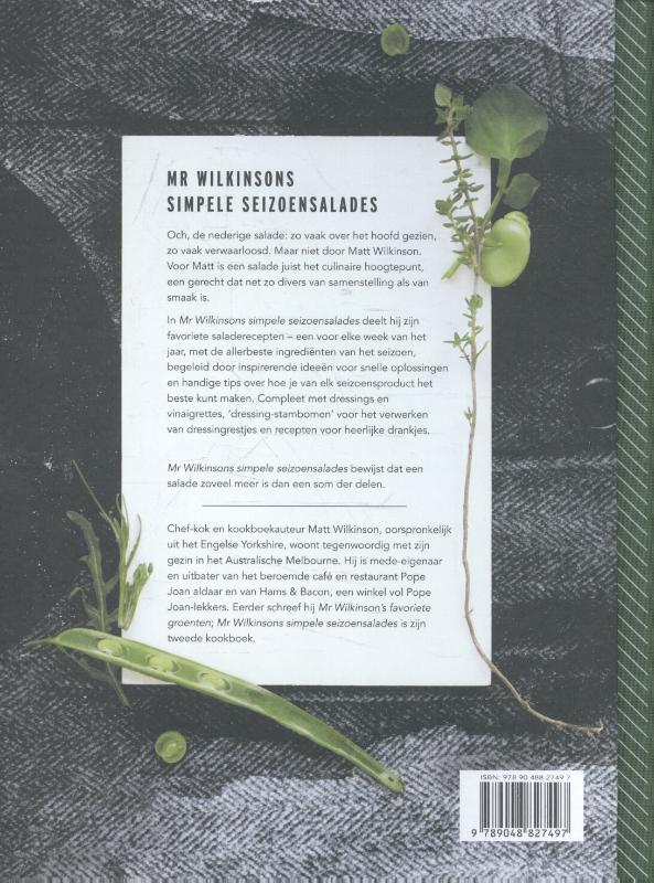 Achterkant van Mr Wilkinsons simpele seizoensalades