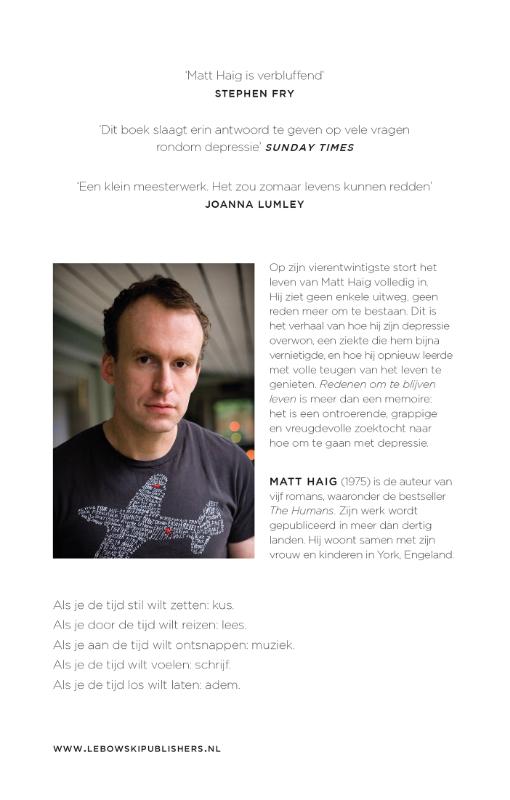 Achterkant van Redenen om te blijven leven