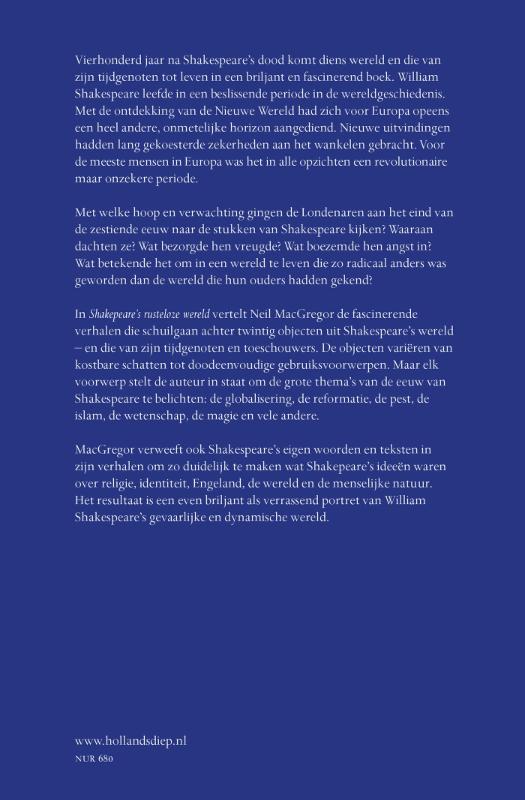 Achterkant van Shakespeare's rusteloze wereld