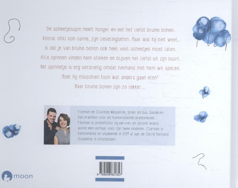 Achterkant van De spin die veel scheetjes laat