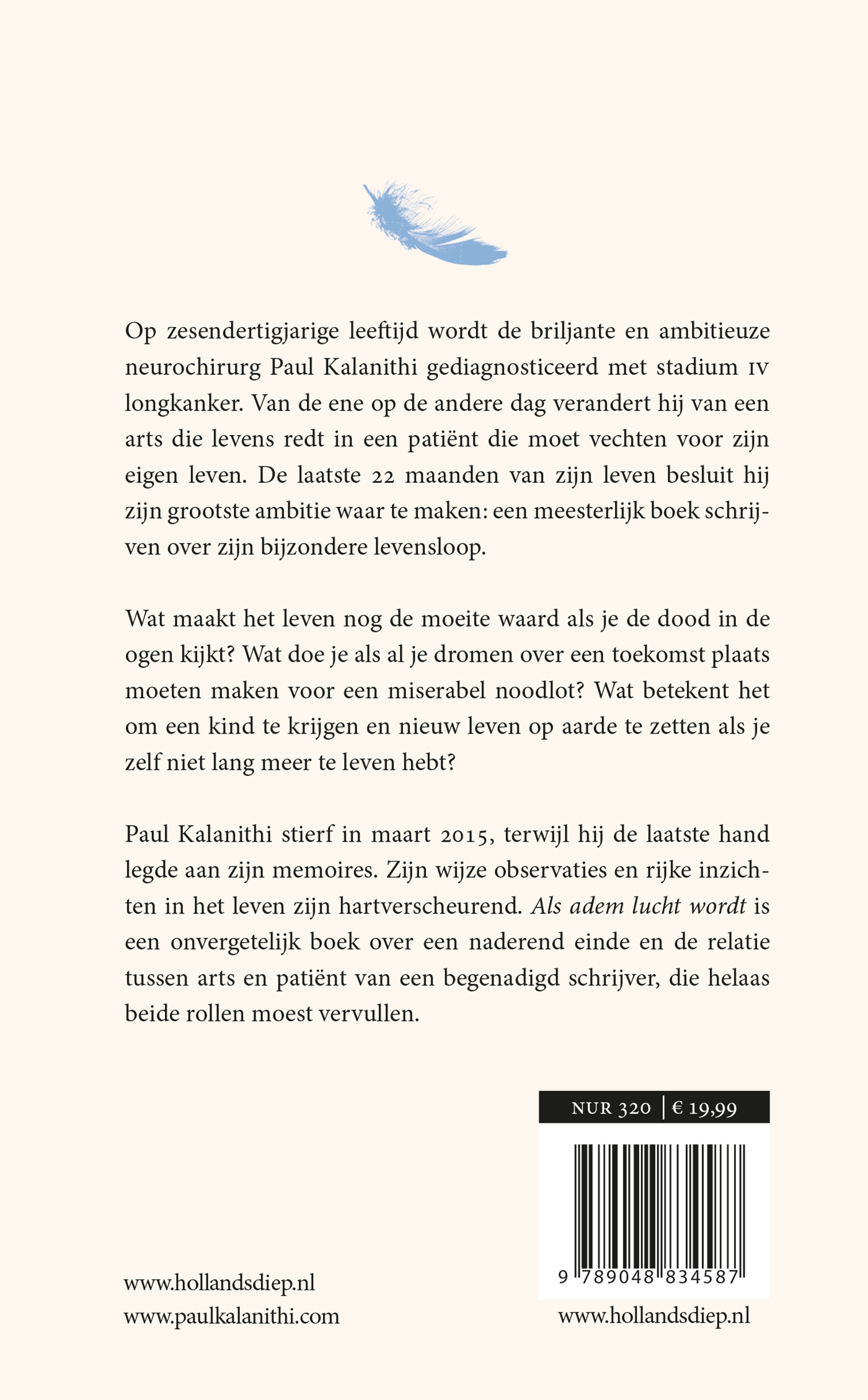 Achterkant van Als adem lucht wordt