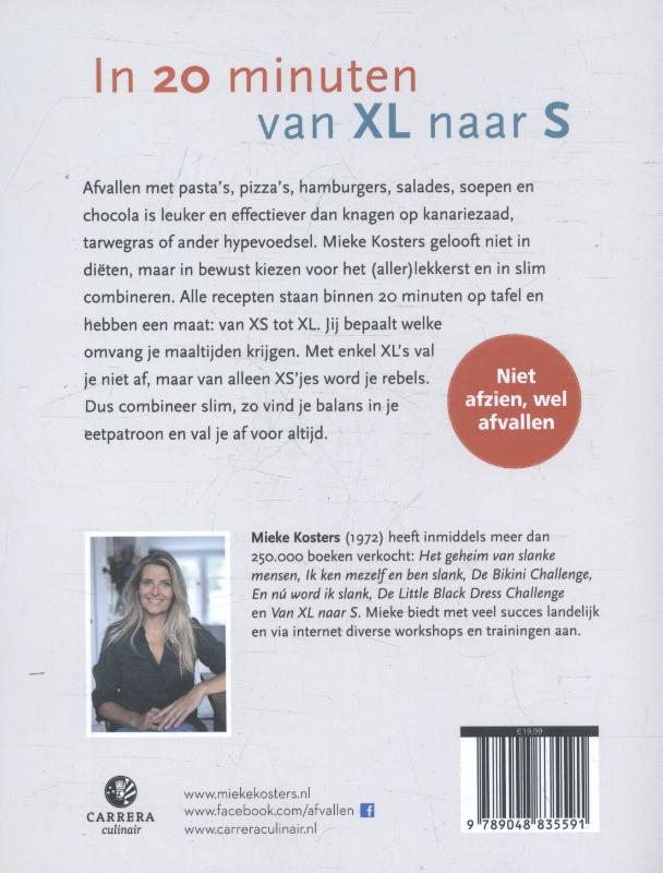 Achterkant van In 20 minuten van XL naar S