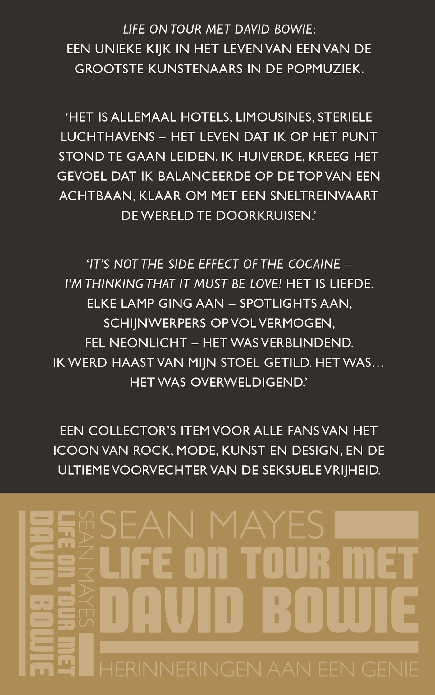 Achterkant van Life on tour met David Bowie