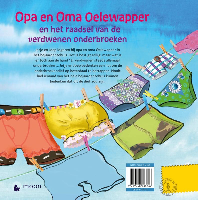 Achterkant van Opa en oma Oelewapper en het raadsel van de verdwenen onderbroeken
