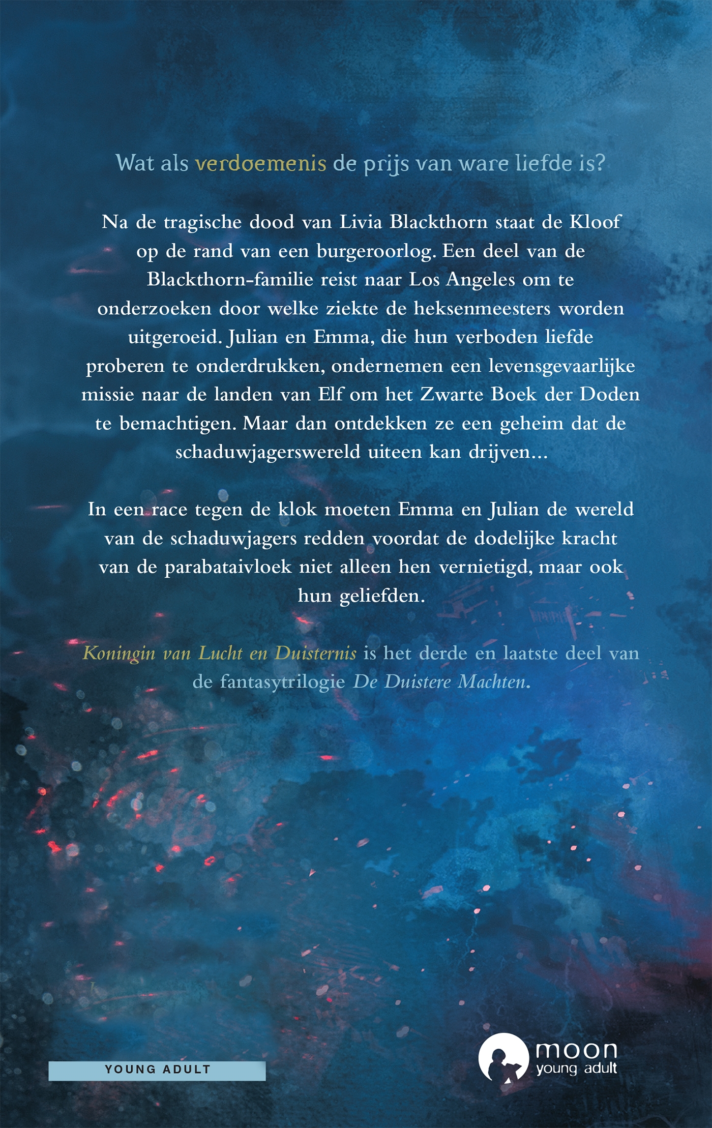 Achterkant van Koningin van Lucht en Duisternis