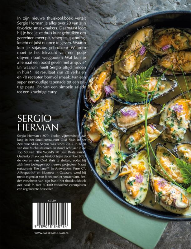 Achterkant van Sergio's smaakmakers