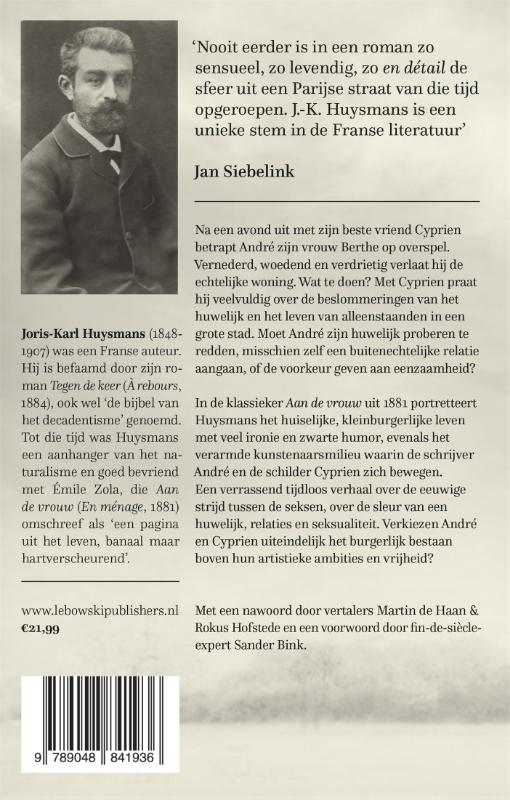 Achterkant van Aan de vrouw