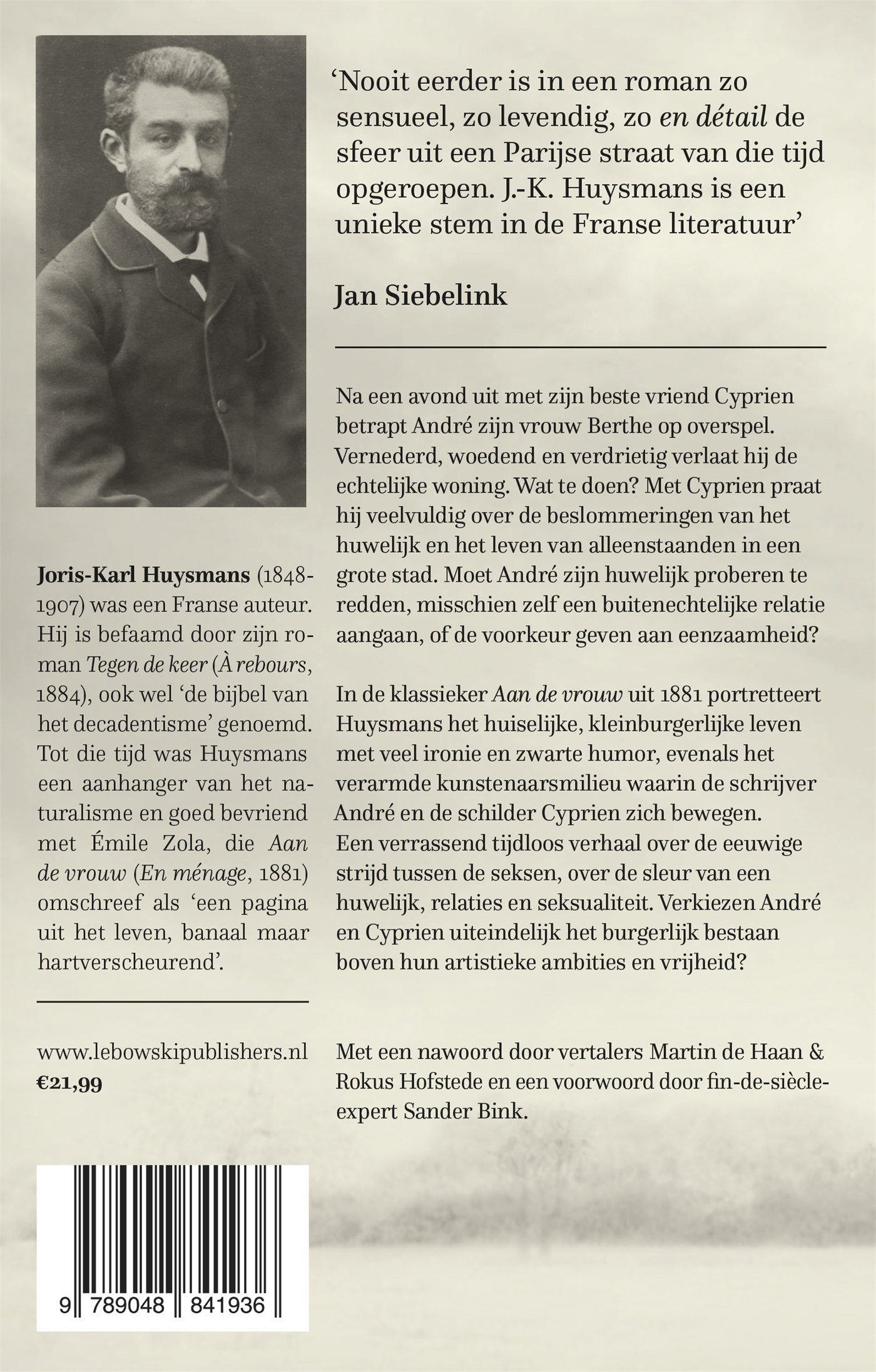 Achterkant van Aan de vrouw