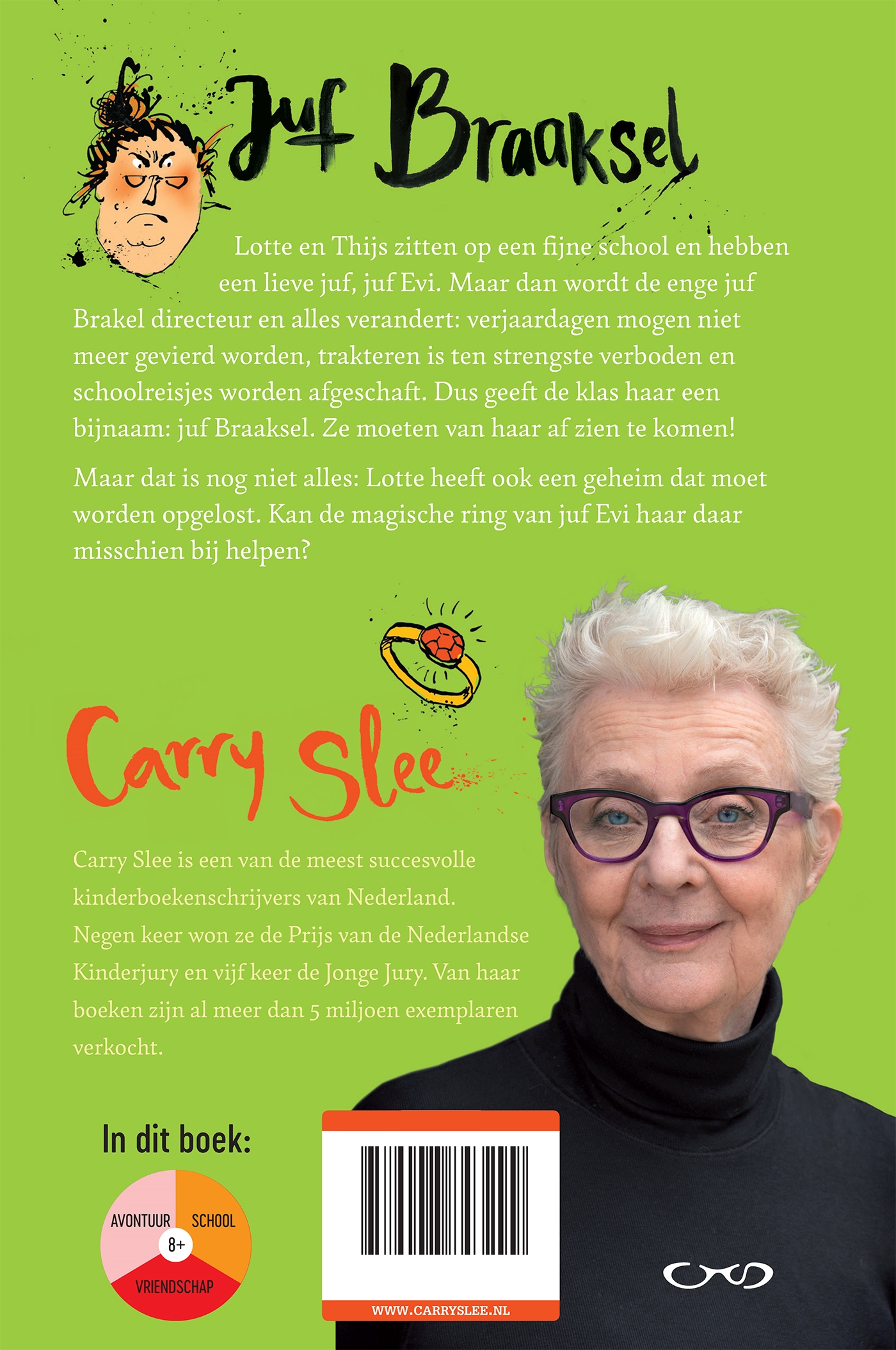 Achterkant van Juf Braaksel en de magische ring