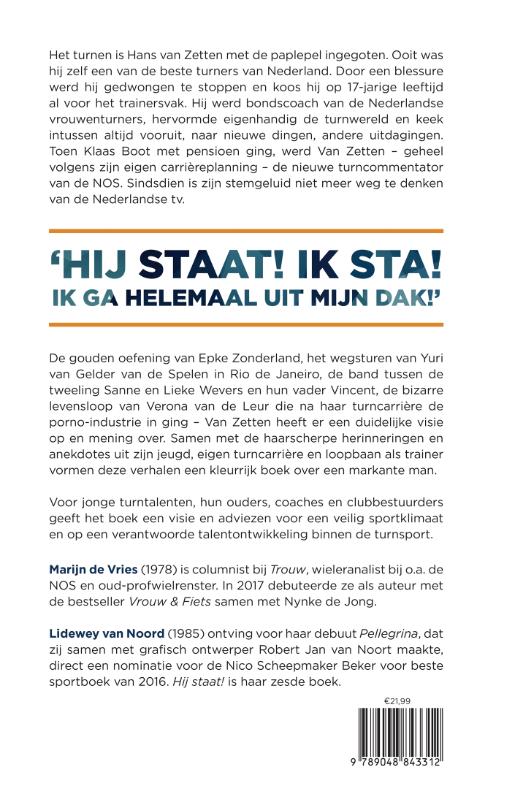 Achterkant van Hij staat!