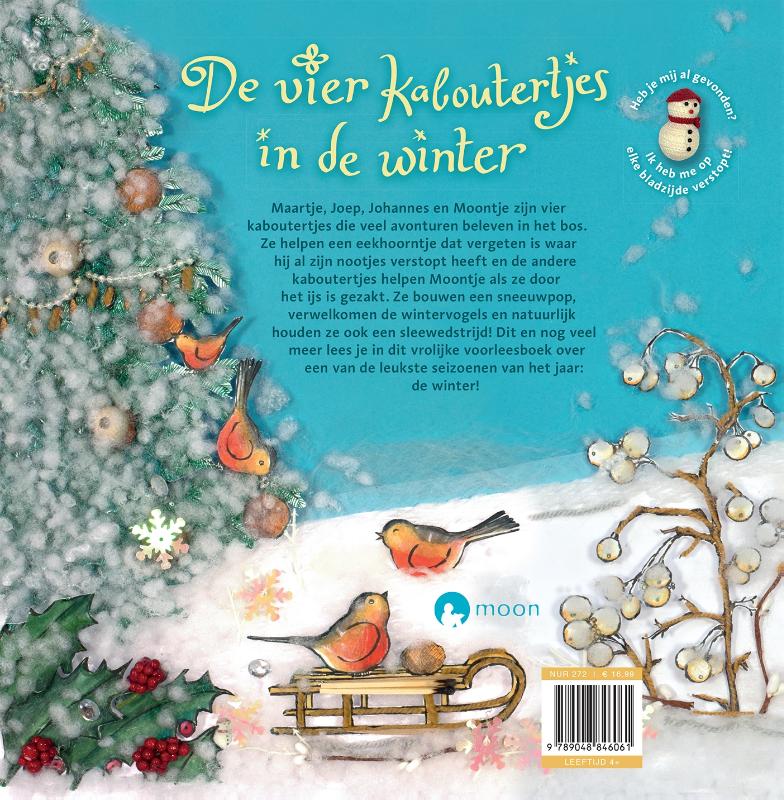 Achterkant van De vier kaboutertjes in de winter