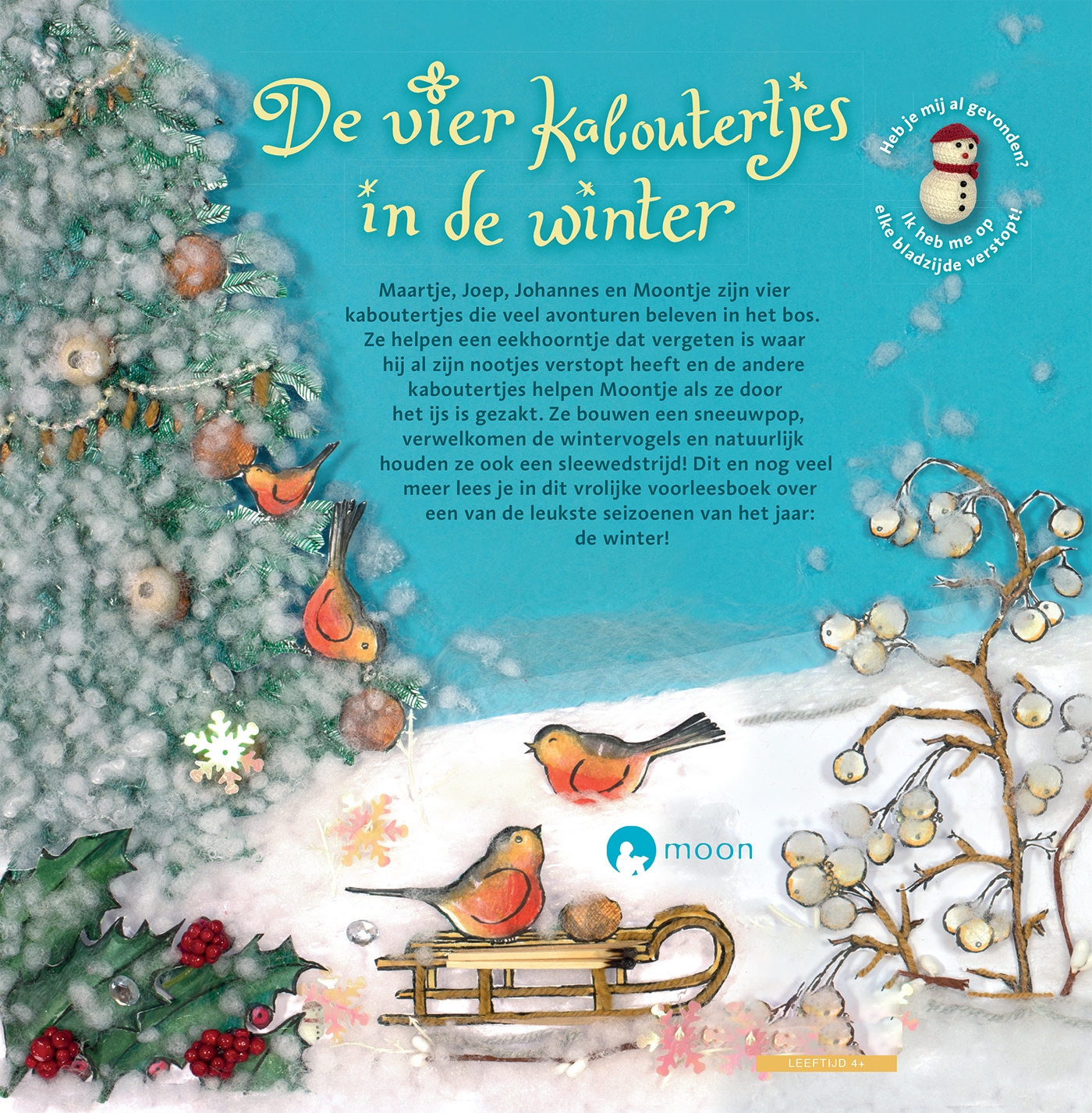 Achterkant van De vier kaboutertjes in de winter
