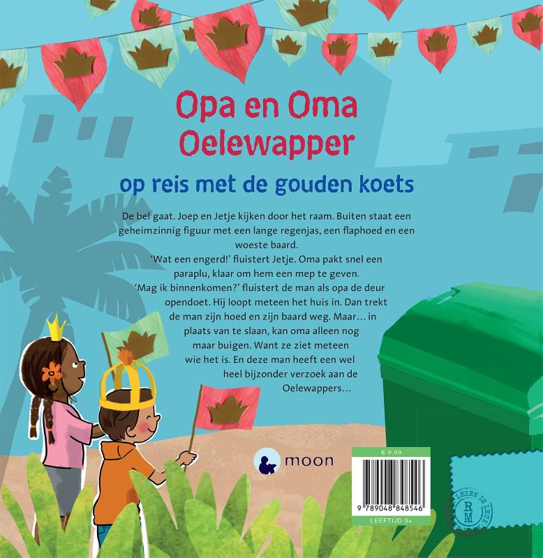 Achterkant van Opa en oma Oelewapper op reis met de gouden koets