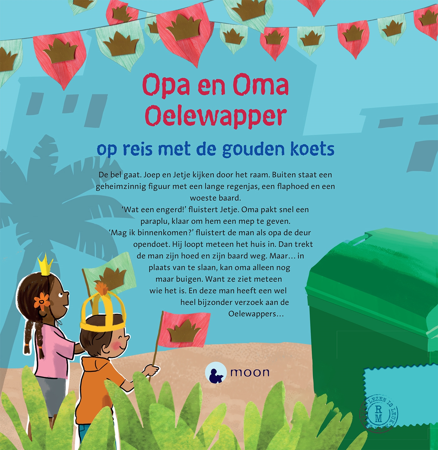 Achterkant van Opa en oma Oelewapper op reis met de gouden koets
