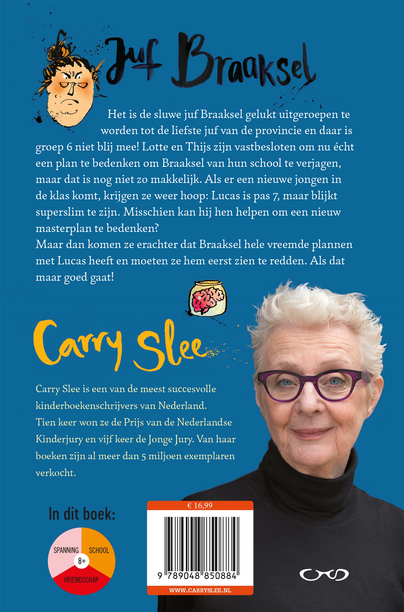 Achterkant van Juf Braaksel en het meesterbrein