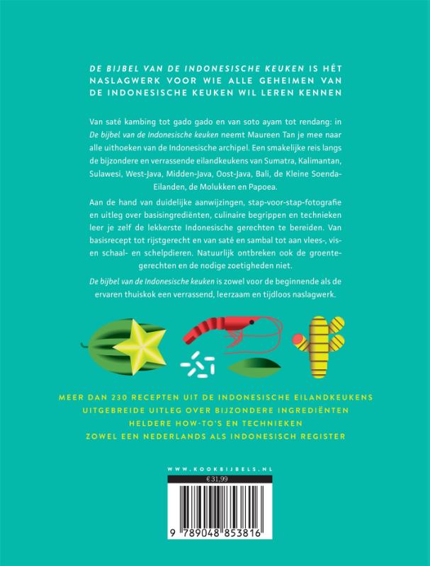 Achterkant van De bijbel van de Indonesische keuken