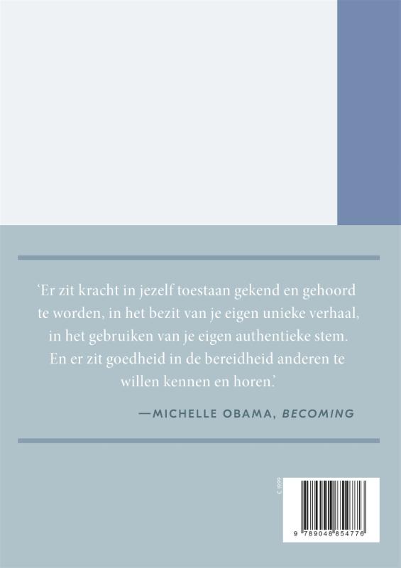 Achterkant van Mijn verhaal journal