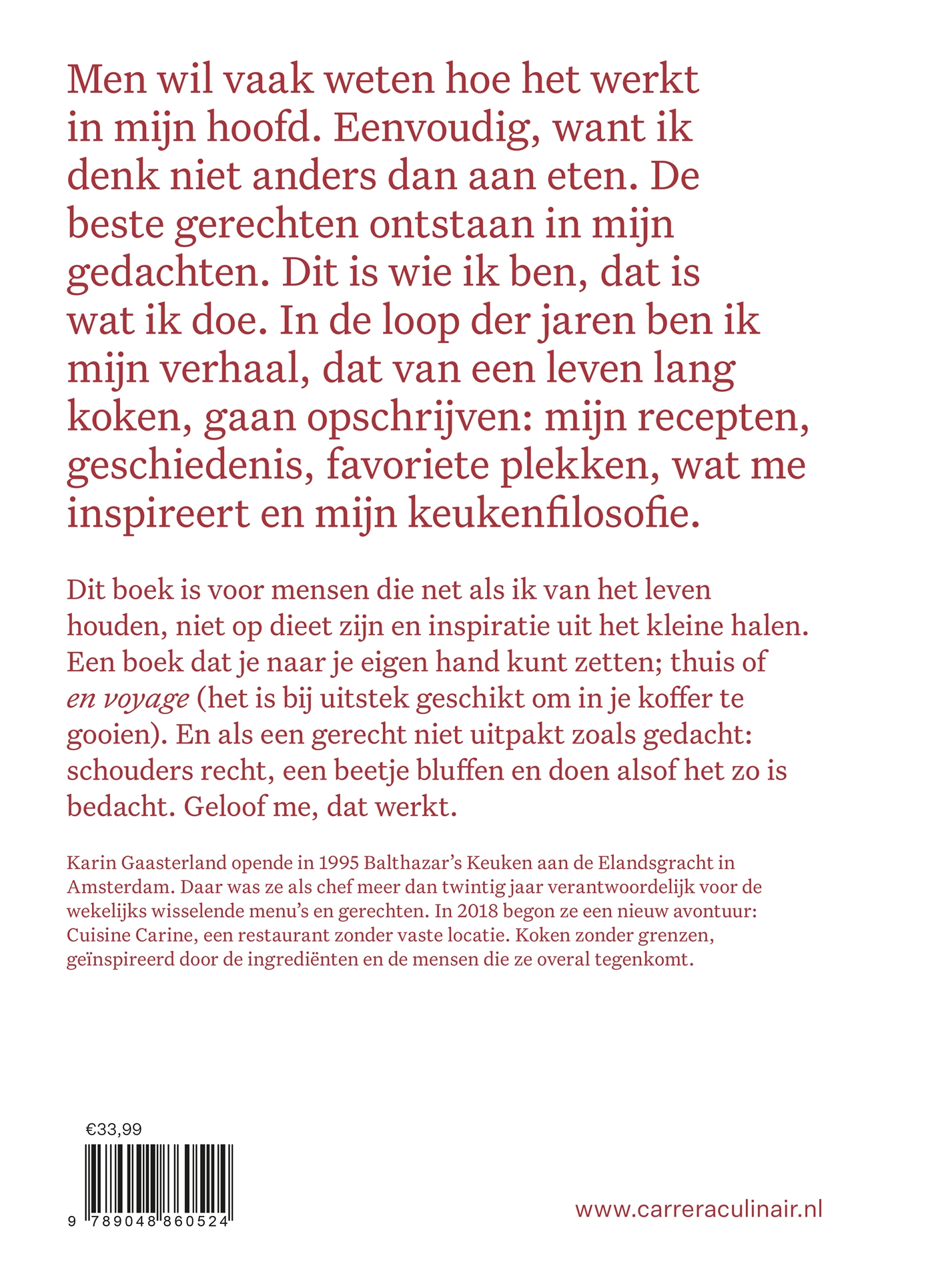 Achterkant van Cuisine Carine