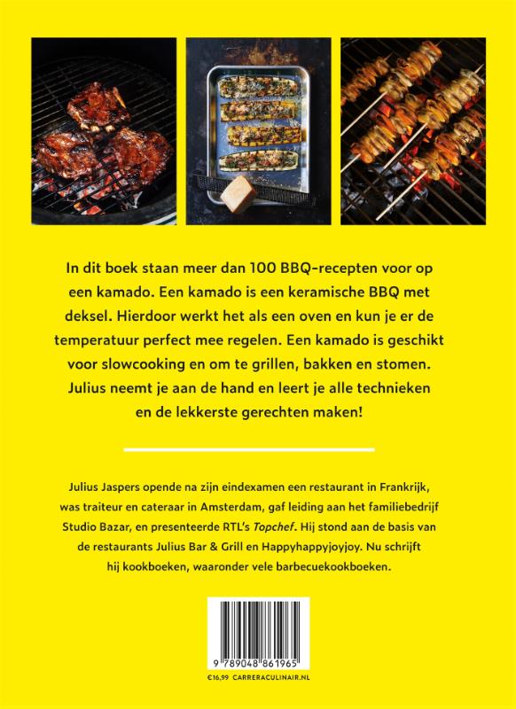 Achterkant van BBQ recepten voor op een kamado