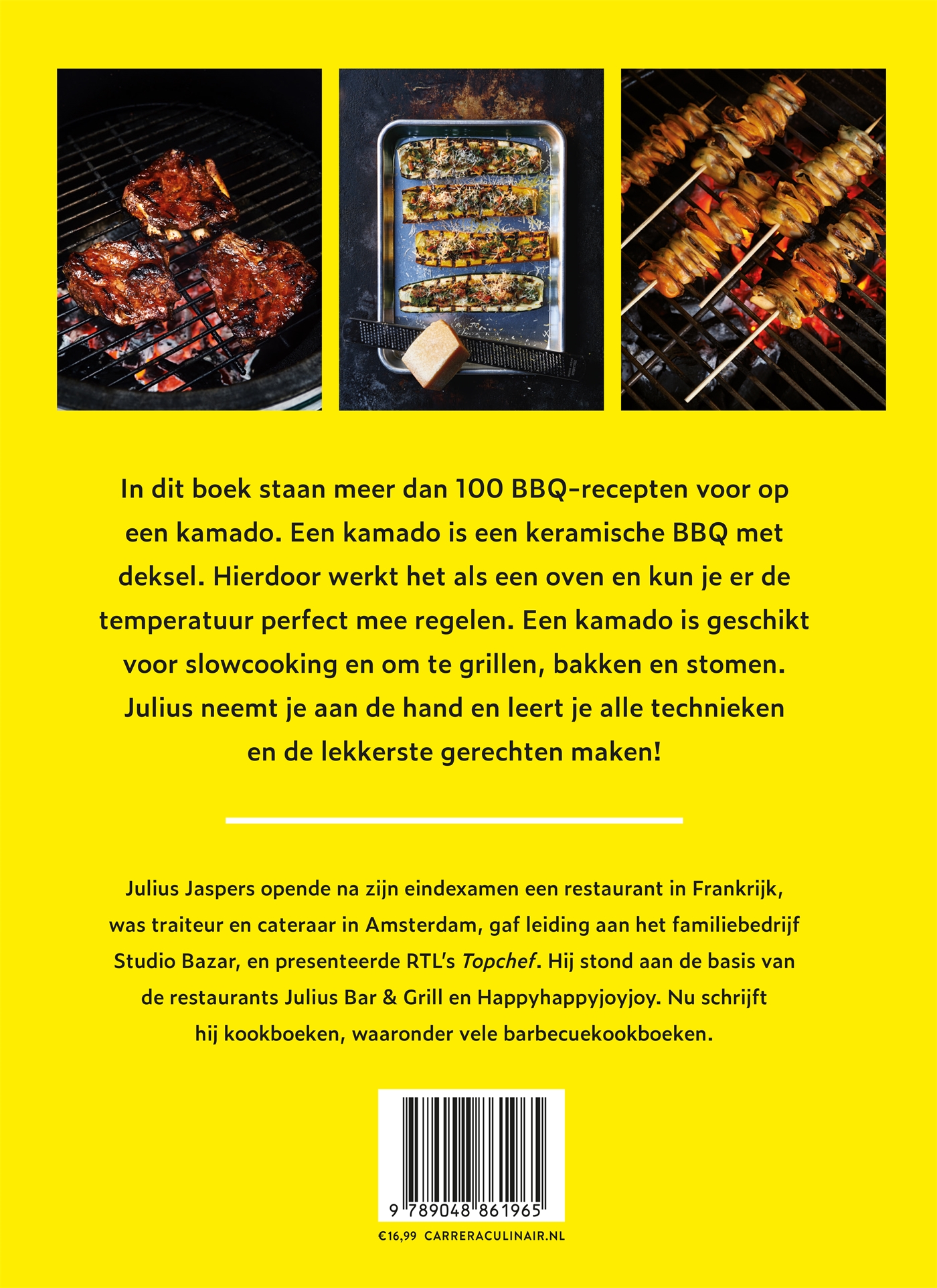 Achterkant van BBQ recepten voor op een kamado