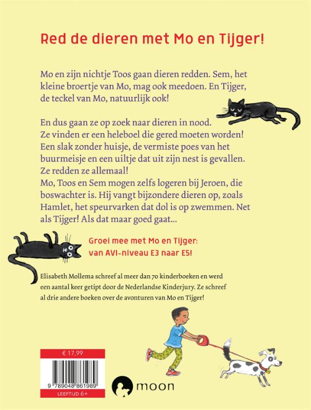 Achterkant van Mo en Tijger redden de dieren