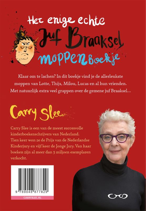 Achterkant van Juf Braaksel moppenboekje