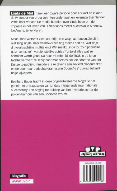 Achterkant van Linda de Mol