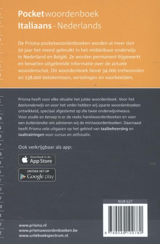 Achterkant van Italiaans-Nederlands