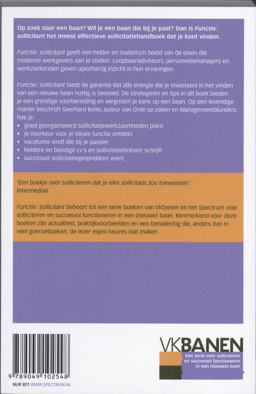 Achterkant van Functie: sollicitant