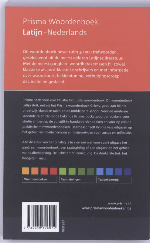 Achterkant van Latijn-Nederlands