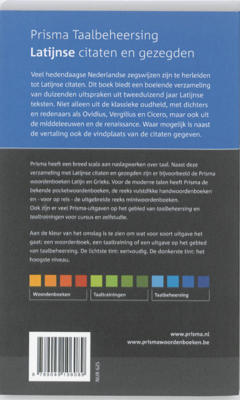 Achterkant van Latijnse citaten en gezegden