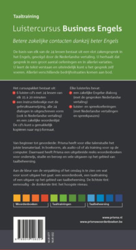 Achterkant van Prisma Luistercursus Business Engels
